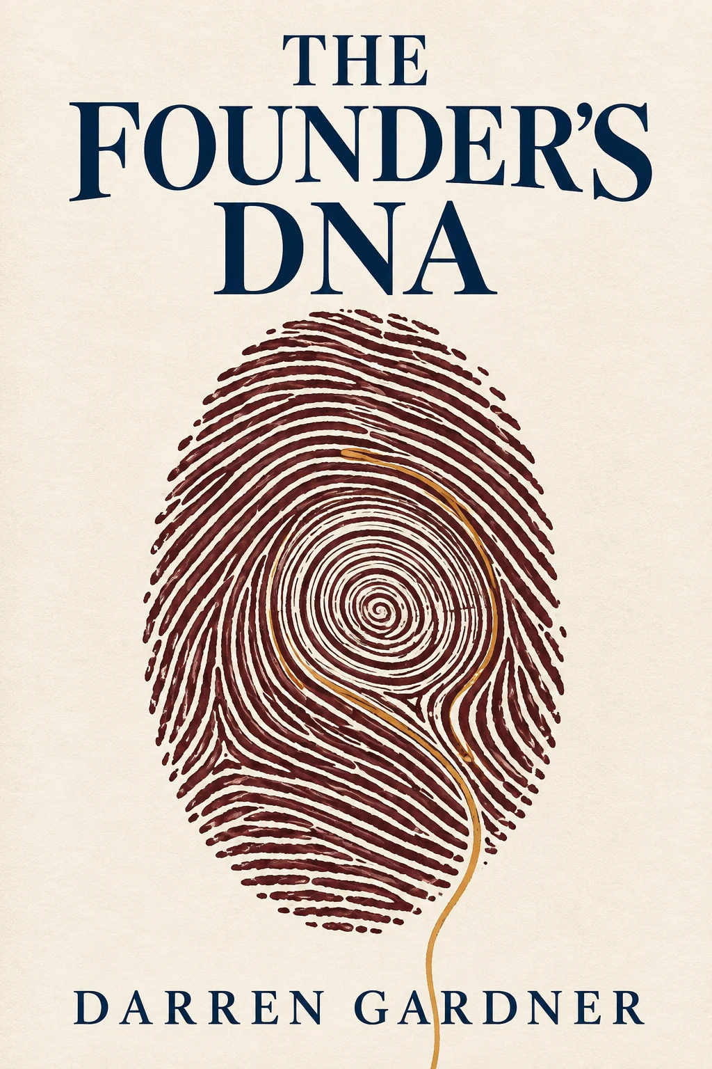 The Founder’s DNA book cover concept, shown with visible spine and pages